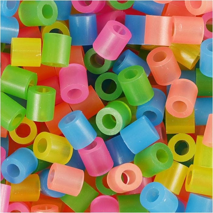 Strijkkralen, 5x5 mm, 2,5 mm, medium, neon kleuren, 20000div/ 1 emmer