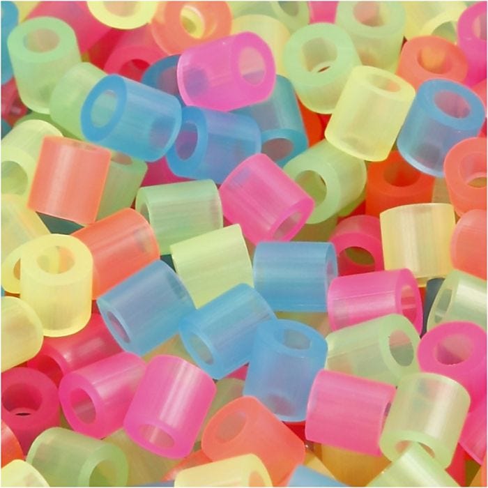 Strijkkralen, 5x5 mm, 2,5 mm, medium, neon kleuren, 5000div/ 1 emmer