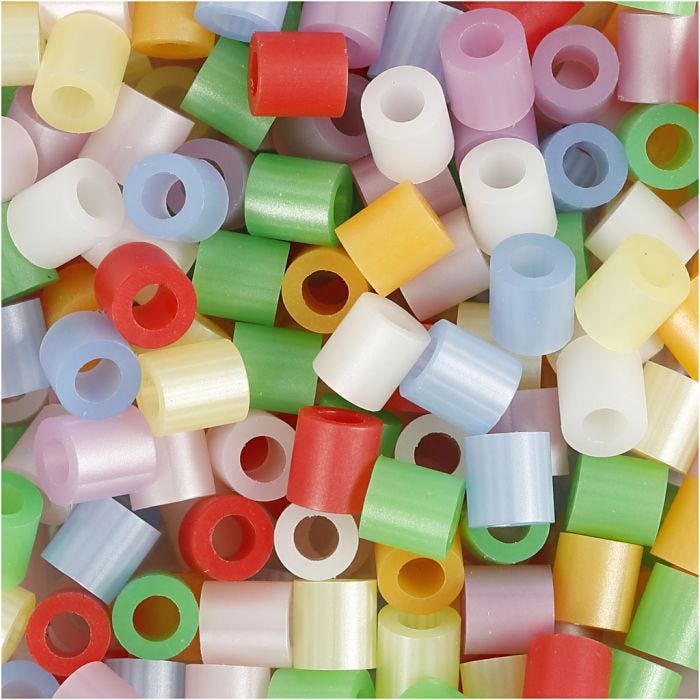 Strijkkralen, 5x5 mm, 2,5 mm, medium, parelmoer kleuren, 5000div/ 1 emmer