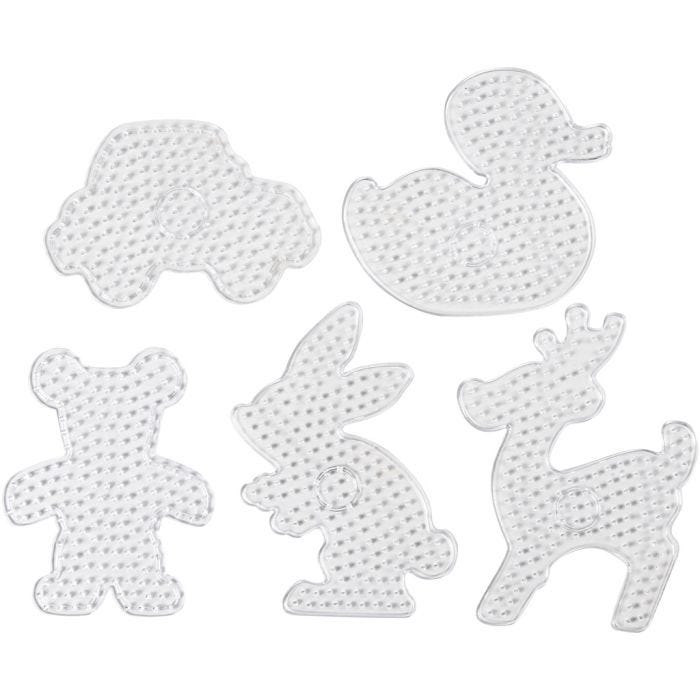 Onderplaat, Teddybeer, auto, rendier, eend en konijn, afm 16x19,5-19x24 cm, JUMBO, helder, 5 stuk/ 1 doos