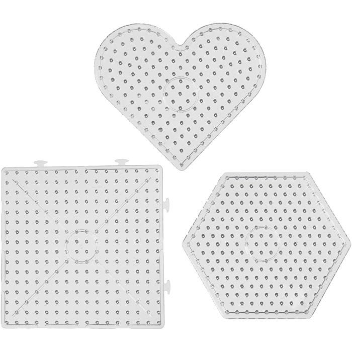Onderplaat, harten, zeshoeken, vierkanten, afm 15x15-17,5x17,5 cm, JUMBO, helder, 6 stuk/ 1 doos