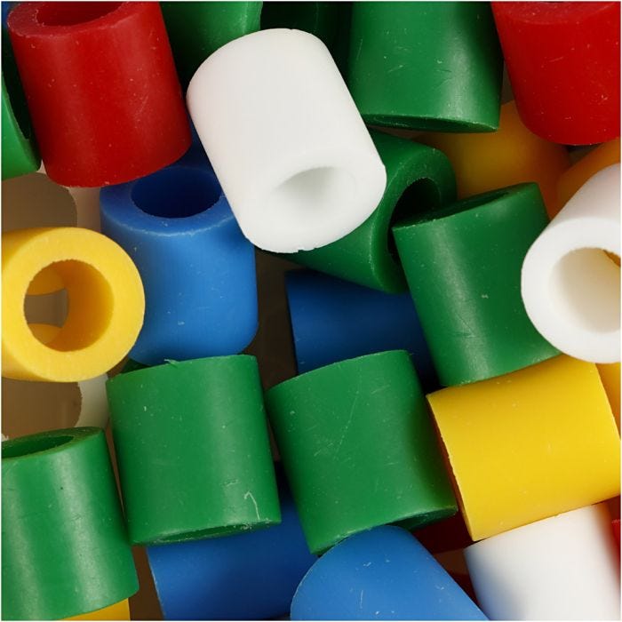 Strijkkralen, 10x10 mm, 5,5 mm, JUMBO, standaardkleuren, 550div/ 1 doos