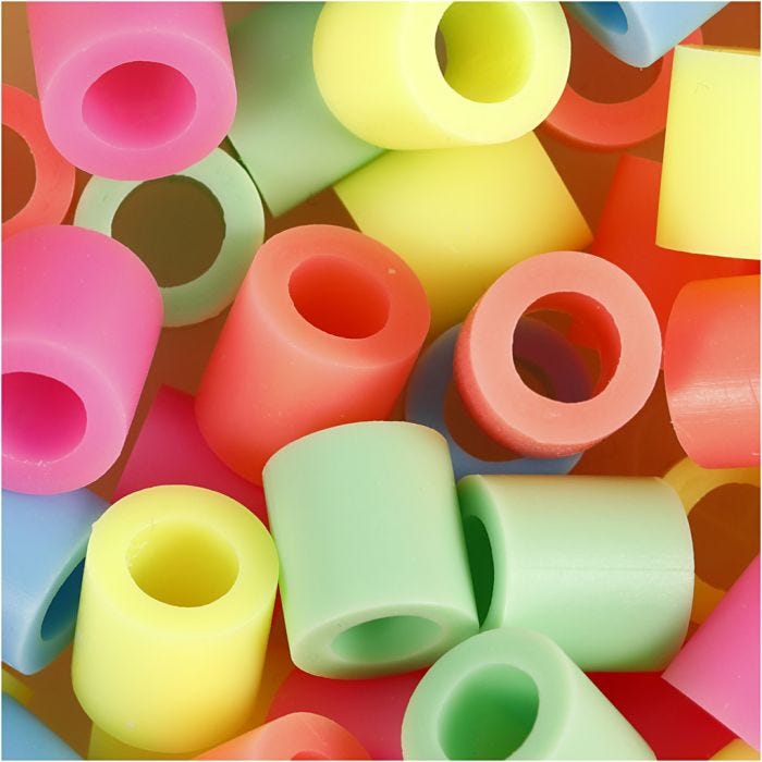 Strijkkralen, 10x10 mm, 5,5 mm, JUMBO, pastelkleuren, 550div/ 1 doos