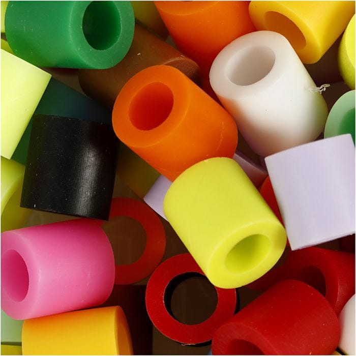 Strijkkralen, 10x10 mm, 5,5 mm, JUMBO, extra kleuren, 2450div/ 1 emmer