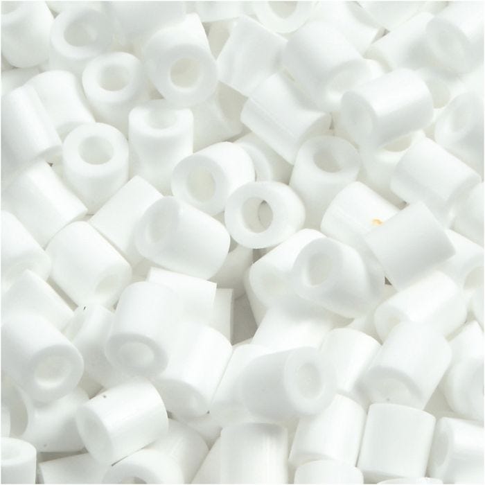 Foto kralen, afm 5x5 mm, gatgrootte 2,5 mm, medium, wit (15), 1100 stuk/ 1 doos