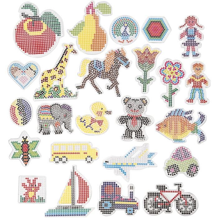 Onderplaat, geometrie, dieren, kinderen/bloemen en transport, afm 7x7,5-14x16 cm, medium, helder, 4x10 doos/ 1 doos