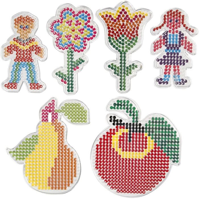 Onderplaat, bloemen, meisje, jongen, appel en peer, afm 8,5x14-14x16 cm, medium, 6 stuk/ 1 doos