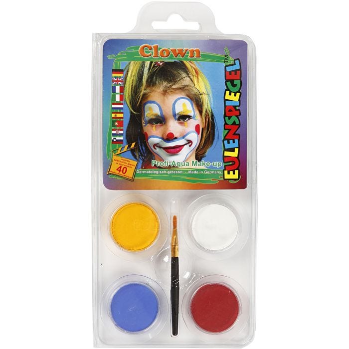 Eulenspiegel Schmink - Motieven set, clown, diverse kleuren, 1 set