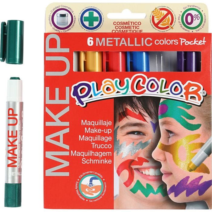 Playcolor Make up, metallic, diverse kleuren, 6x5 gr/ 1 doos