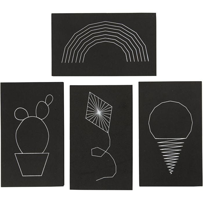 String Art , afm 20x12 cm, dikte 10 mm, zwart, 16 stuk/ 1 doos