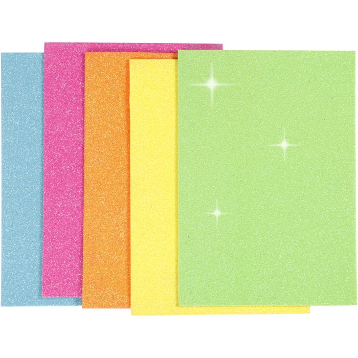 EVA foam vellen, A5, vel 150x210 mm, dikte 2 mm, diverse kleuren, 5 vel/ 1 doos