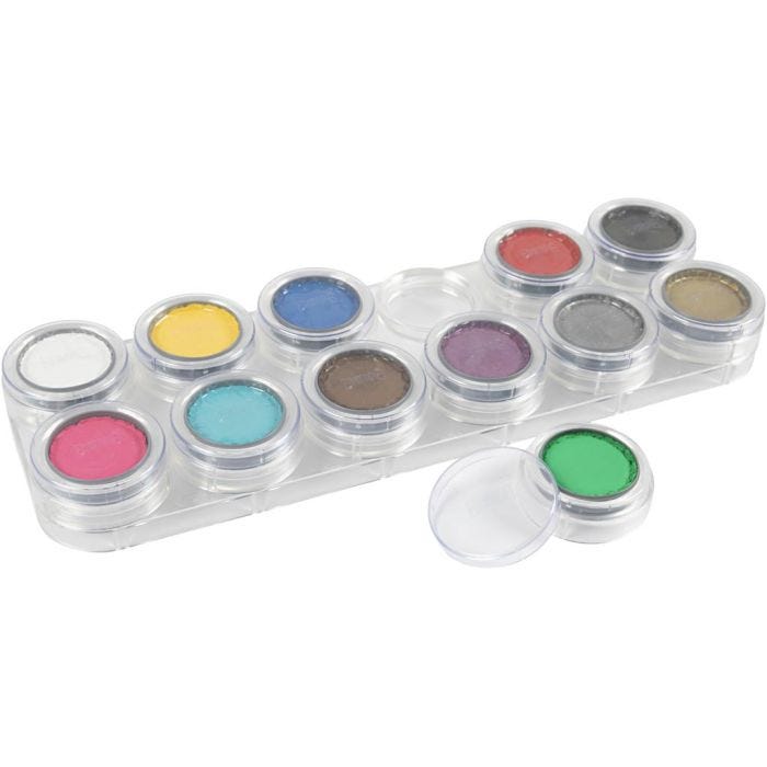Grimas Schmink - Schminkpalet, diverse kleuren, 12x2.50ml/ 1 stuk