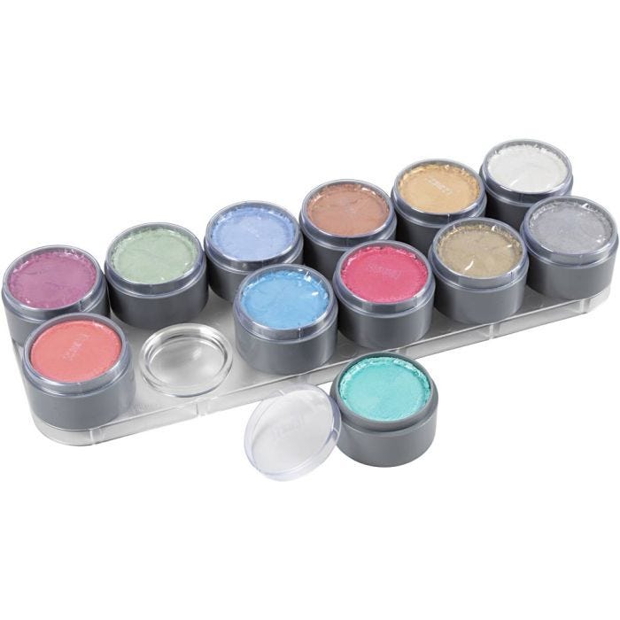 Grimas Schmink - Schminkpalet, parelmoer kleuren, 12x15 ml/ 1 stuk