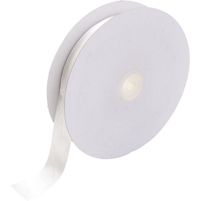 Satijnlint, B: 25 mm, wit, 50 m/ 1 rol
