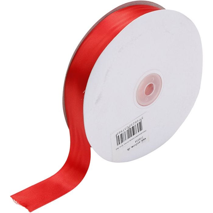 Satijnlint, B: 25 mm, rood, 50 m/ 1 rol