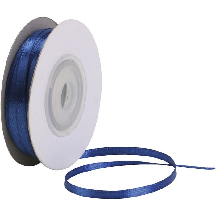Satijnlint, B: 3 mm, koningsblauw, 30 m/ 1 rol