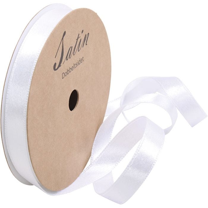 Satijnlint, B: 10 mm, wit, 10 m/ 1 rol