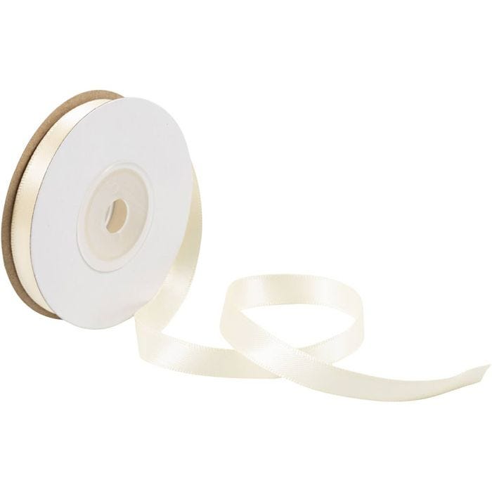 Satijnlint, B: 10 mm, crème, 10 m/ 1 rol