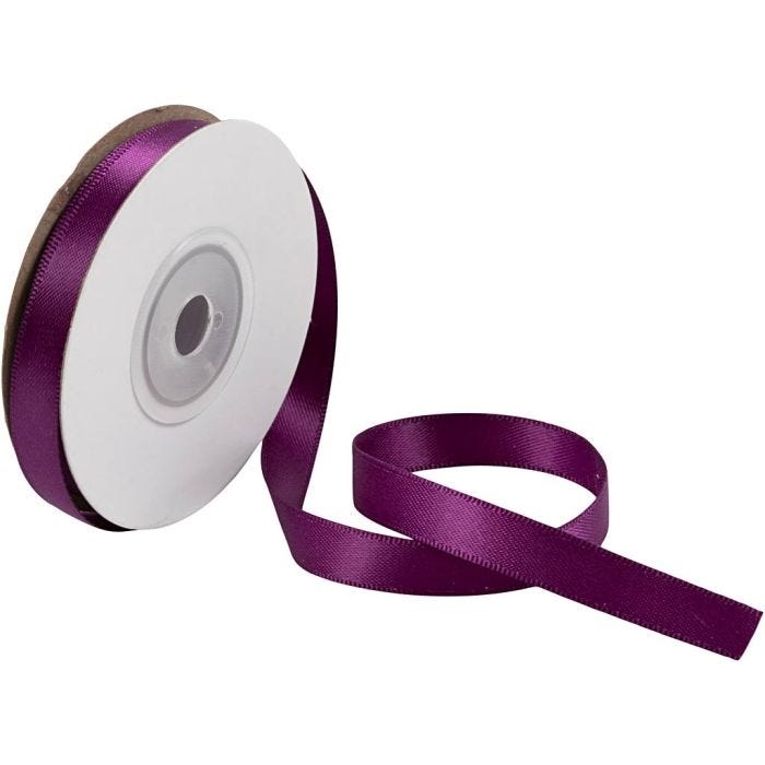 Satijnlint, B: 10 mm, donkerpaars, 10 m/ 1 rol