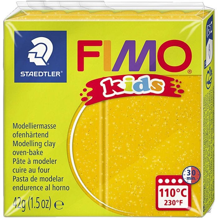 FIMO® Kids Boetseerklei, glitter, goud, 42 gr/ 1 doos