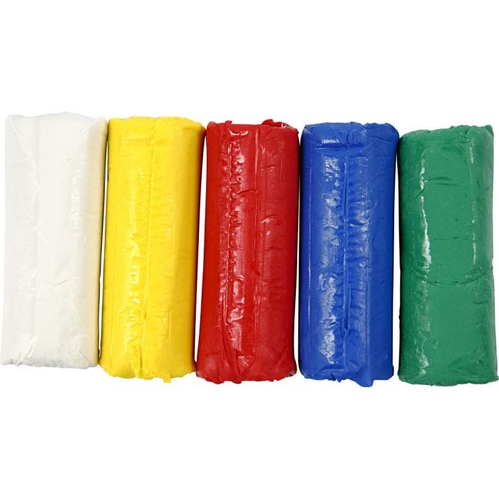 Boetseerklei, H: 9,5 cm, diverse kleuren, 5x80 gr/ 1 doos