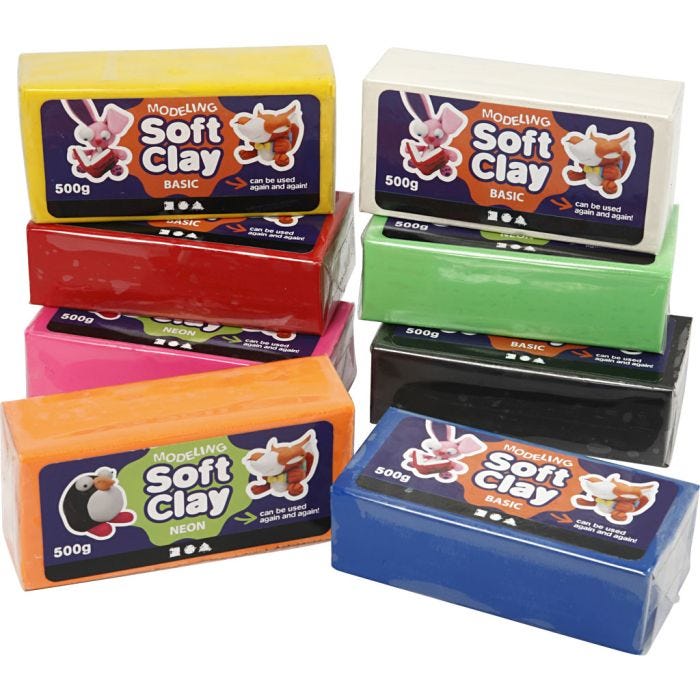 Boetseerklei, diverse kleuren, 8x500 gr/ 1 doos
