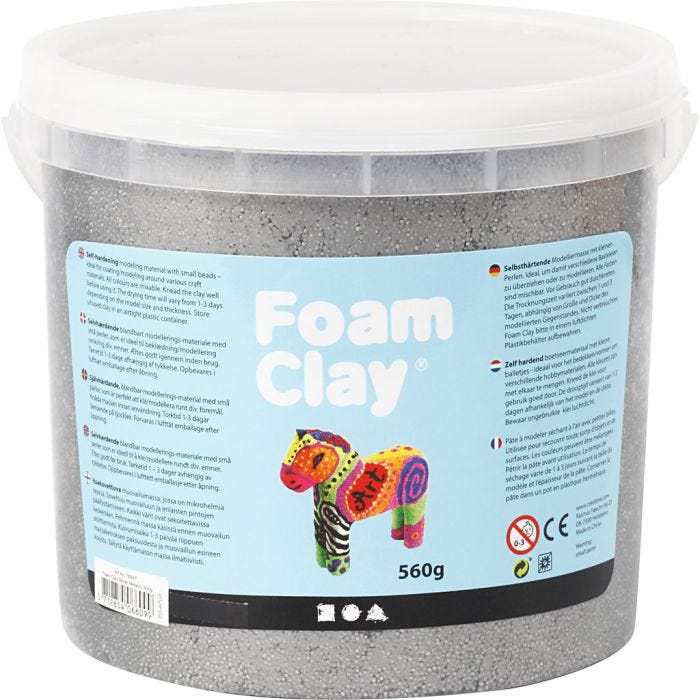 Foam Clay®, metallic, zilver, 560 gr/ 1 emmer