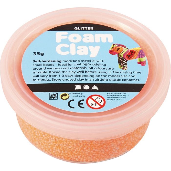 Foam Clay®, glitter, oranje, 35 gr/ 1 Doosje