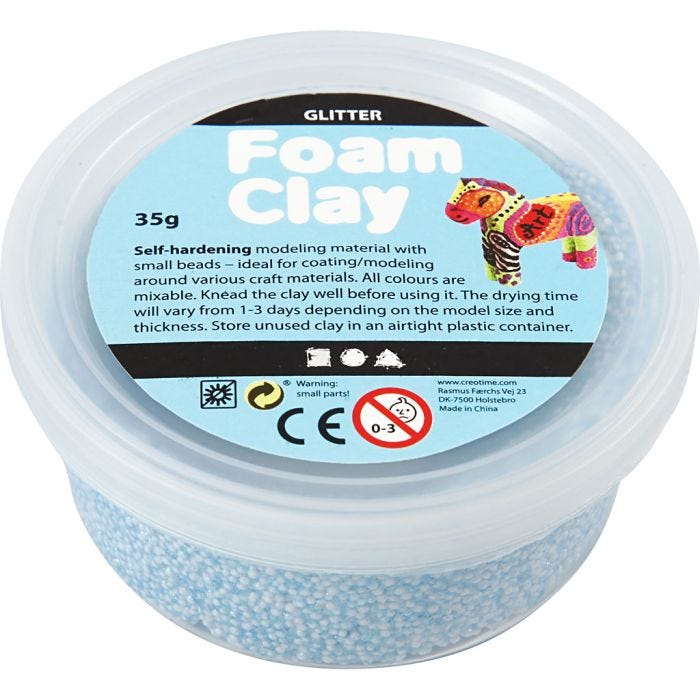 Foam Clay®, glitter, lichtblauw, 35 gr/ 1 Doosje