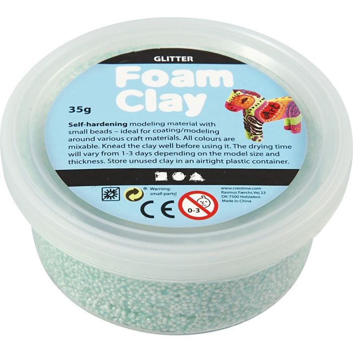Foam Clay®, glitter, lichtgroen, 35 gr/ 1 Doosje