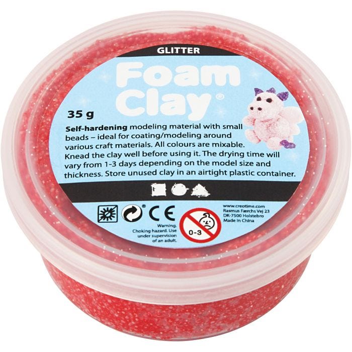 Foam Clay®, glitter, rood, 35 gr/ 1 Doosje