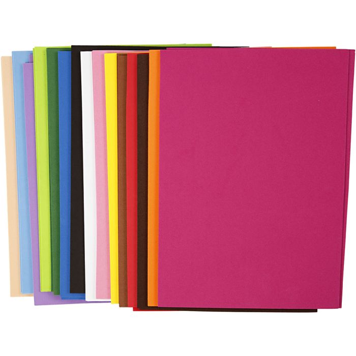 EVA-foam, A4, vel 210x297 mm, dikte 2 mm, 30 div vellen/ 1 doos