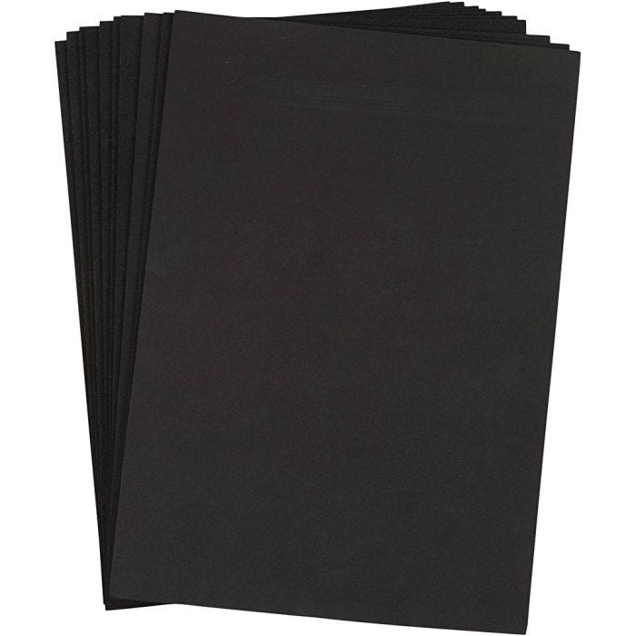 EVA-foam, A4, vel 210x297 mm, dikte 2 mm, zwart, 10 vel/ 1 doos