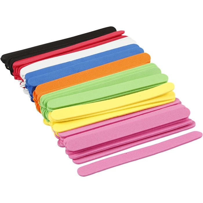 EVA Foam Ijsstokjes, L: 11,5 cm, B: 1 cm, dikte 2 mm, diverse kleuren, 120 stuk/ 1 doos