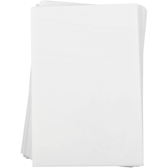 Vellen krimpfolie, 20x30 cm, 0,3 mm, Mat wit, 100vel/ 1 doos