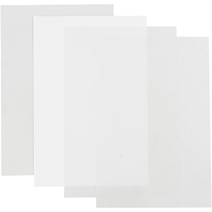 Vellen krimpfolie, vel 20x30 cm, dikte 0,3 mm, transparant glans, mat transparant, Mat wit, 4 vel/ 1 doos