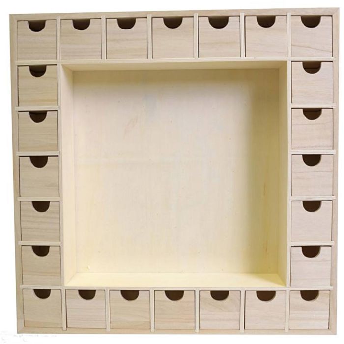 Houten adventskalender om te versieren, afm 39.5 cm, 1 stuk