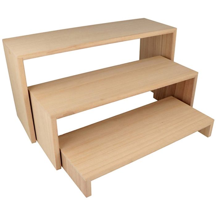 Display met houten nestplanken, H: 4+11+18, L: 29+32+35, B: 12+12+12, 3 stuk/ 1 doos