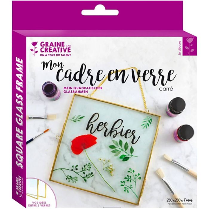 Vierkant metalen hangend herbariumframe, afm 20x20 cm, 1 stuk