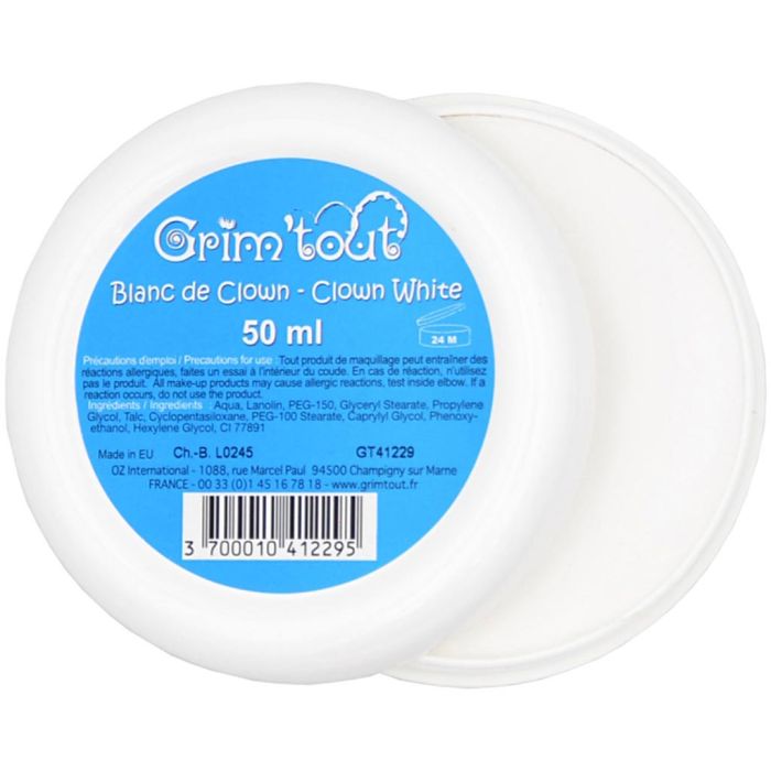 Clown schmink, wit, 50 ml/ 1 Doosje