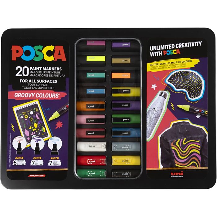 Posca box, groovy colours, 20 stuk/ 1 doos