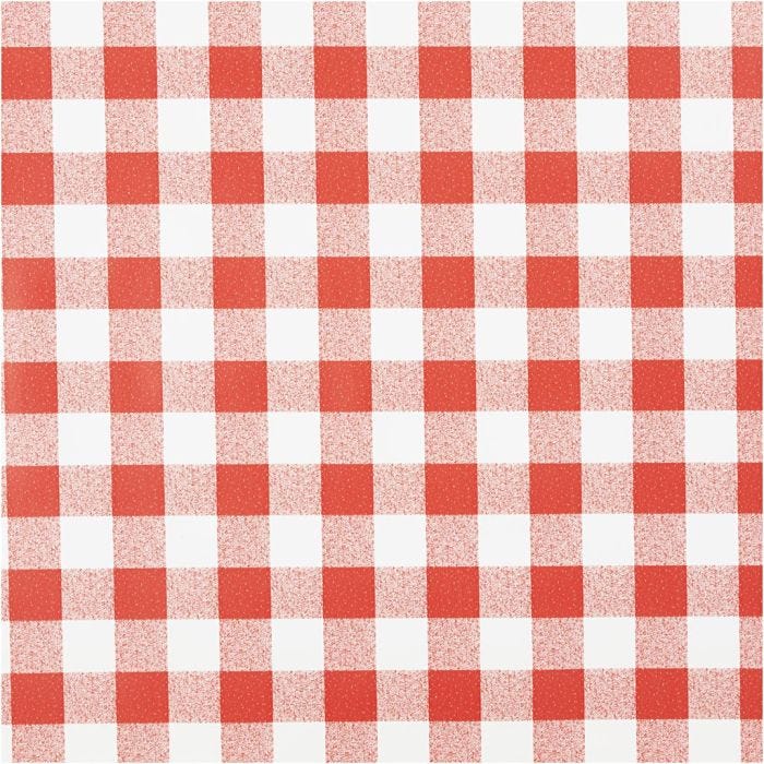 Wasdoek, ruit, B: 140 cm, rood, wit, 20 m/ 1 rol