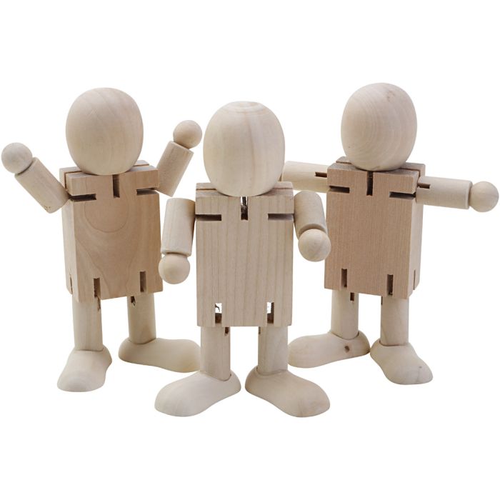 Houten figuur met beweegbare ledematen, afm 10,3x11 cm, 12 stuk/ 1 doos
