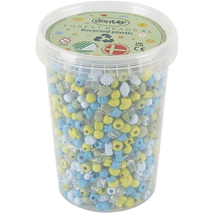 Dantoy-kralen, Gerecycled kunststof, d 5-8 mm, gatgrootte 4 mm, blauw/groen harmonie, 1580 stuk/ 1 doos
