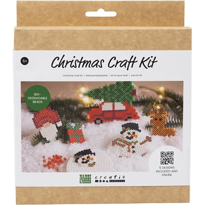 Hobbyset NABBI BioBeads , Kerstauto, rendier, sneeuwpop, elf en cadeau, 1 doos