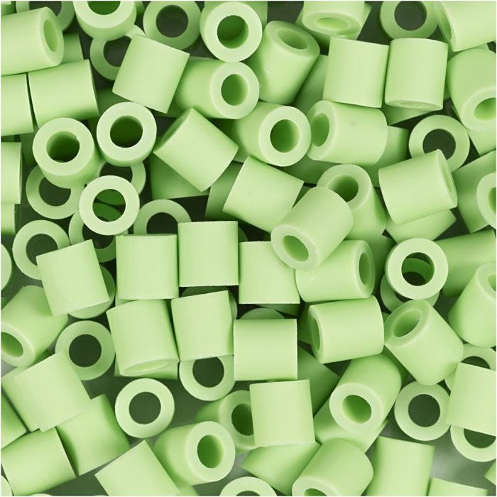BioBeads van NABBI, afm 5x5 mm, gatgrootte 2,5 mm, medium, pastel groen, 1000 stuk/ 1 doos