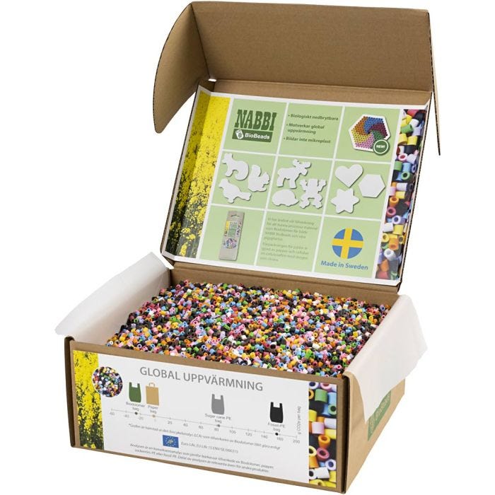 BioBeads van NABBI, afm 5x5 mm, medium, standaardkleuren, 55000 stuk/ 1 doos