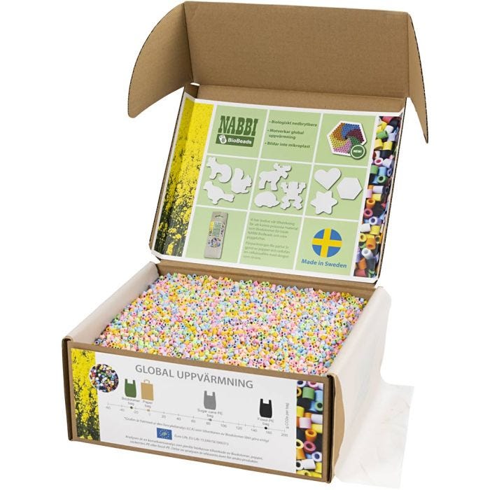 BioBeads van NABBI, afm 5x5 cm, medium, pastelkleuren, 55000 stuk/ 1 doos