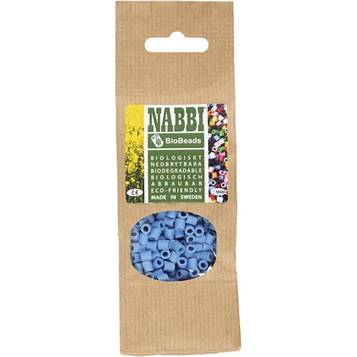 BioBeads van NABBI, afm 5x5 mm, gatgrootte 2.5 mm, medium, blauw, 1000 stuk/ 1 doos