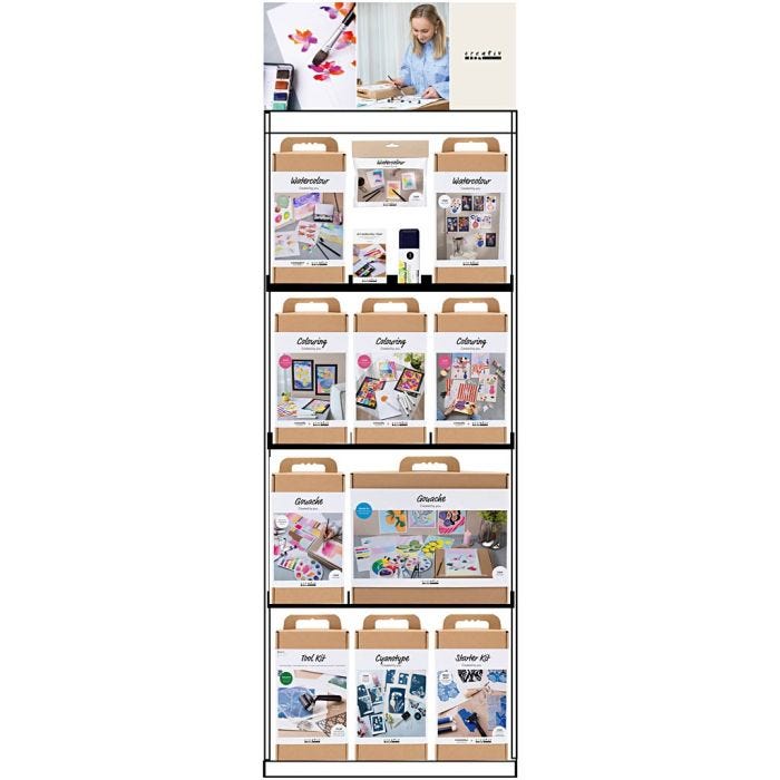 Vloerdisplay, ongemonteerd, Kunstartikelen, volwassene, H: 1580 mm, L: 600 mm, B: 400 mm, 84 eenh./ 1 stuk